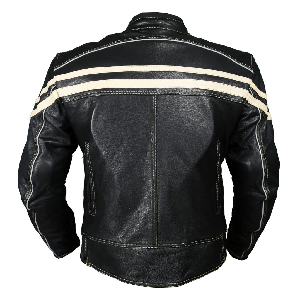 Track Motorcycle Leather Jacket Black/Beige sixgear