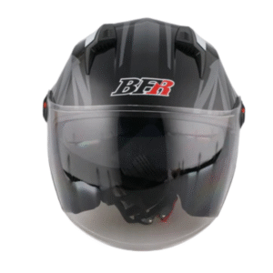3/4 Black and White Striped Open Face Motorcycle Helmet