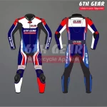 Blue Edge Leather Race Suit