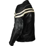Track Motorcycle Leather Jacket Black/Beige - Image 5