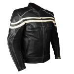 Track Motorcycle Leather Jacket Black/Beige - Image 6