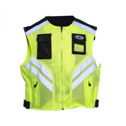Solar Motorcycle safety Mesh Vest Hi Viz Green