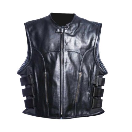 Club Motorcycle Leather Vest Black