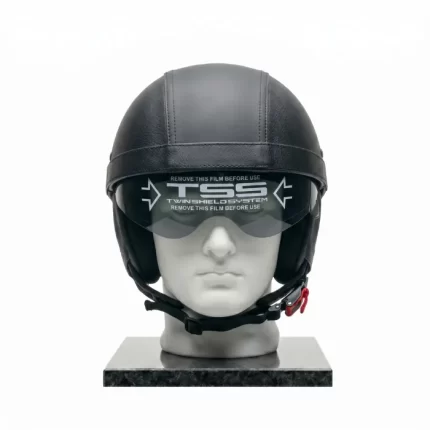 Rebel Matte Black Leather Half Helmet