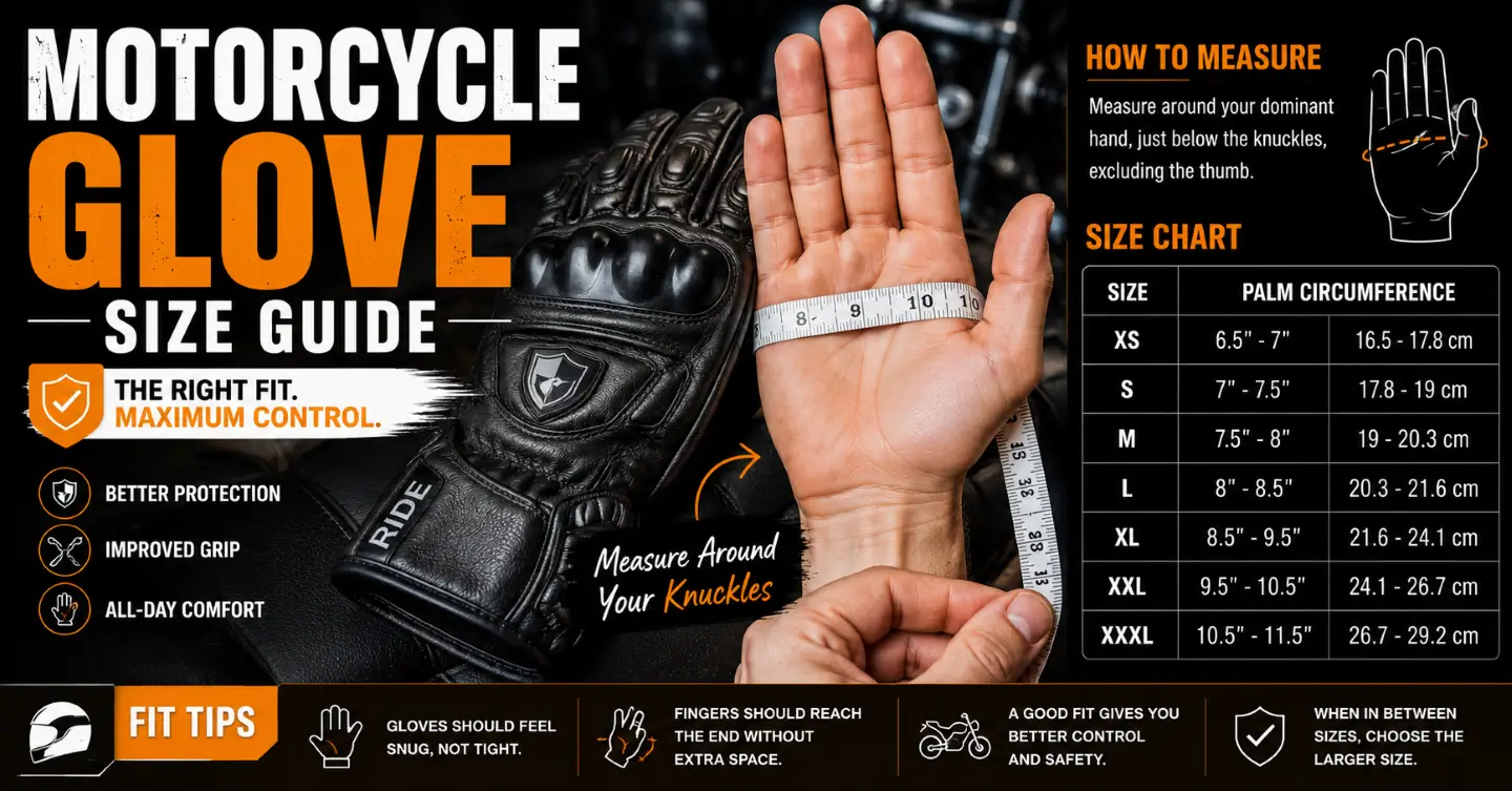 Motorcycle Glove Size Guide for Riders - Six-Gear
