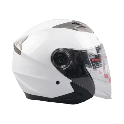 Premium 3/4 Open Face Motorcycle Helmet with Clear Visor – Gloss White