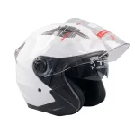 Premium 3/4 Open Face Motorcycle Helmet with Clear Visor – Gloss White - Image 3