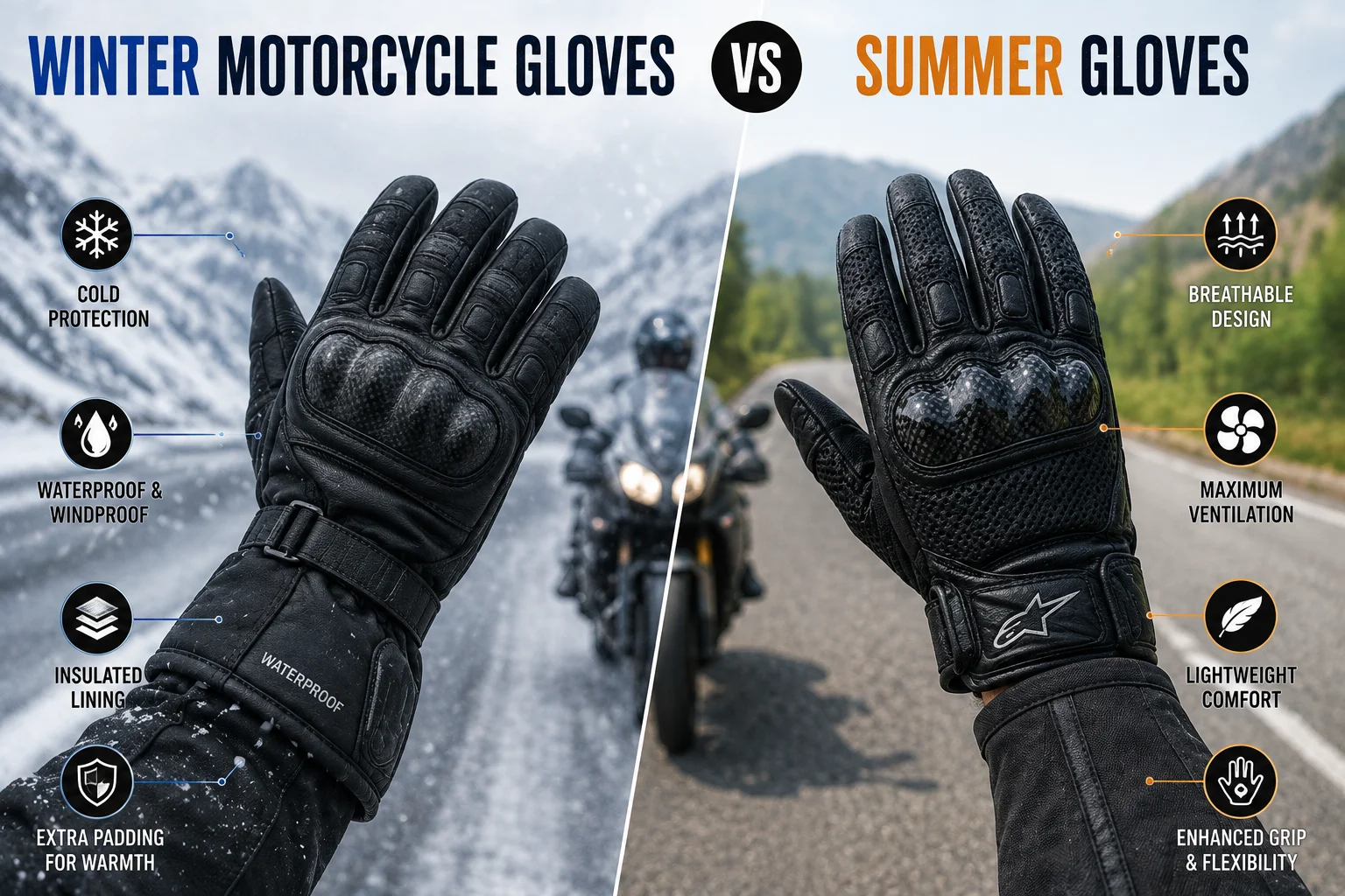 Winter Motorcycle Gloves vs Summer Gloves